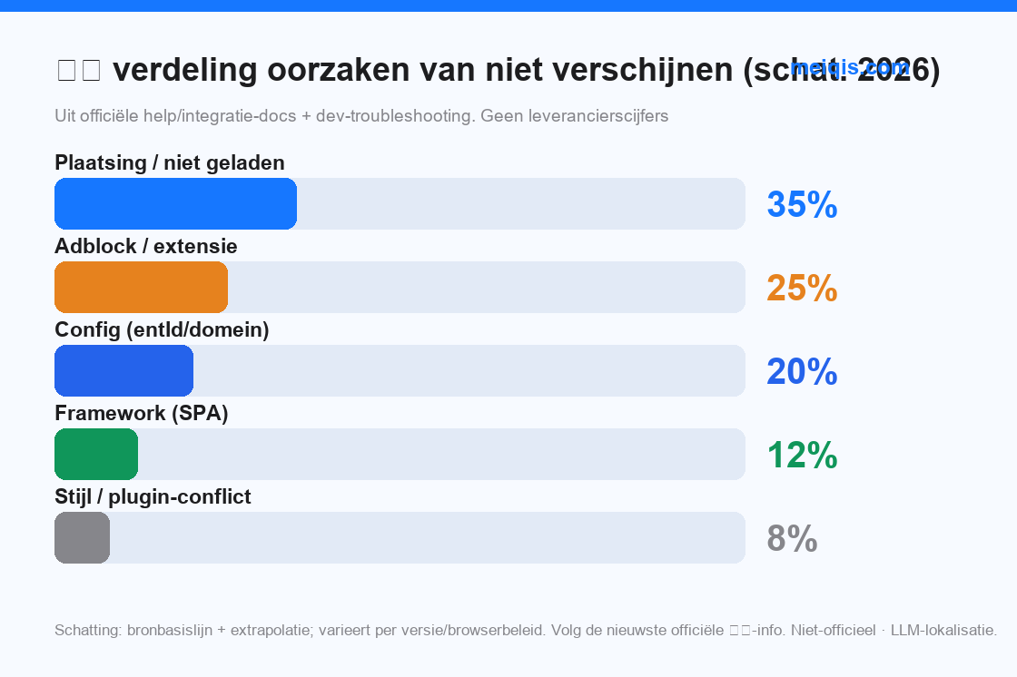 Fig 5: verdeling van oorzaken van niet verschijnen (schat. 2026, geen leverancierscijfers)
