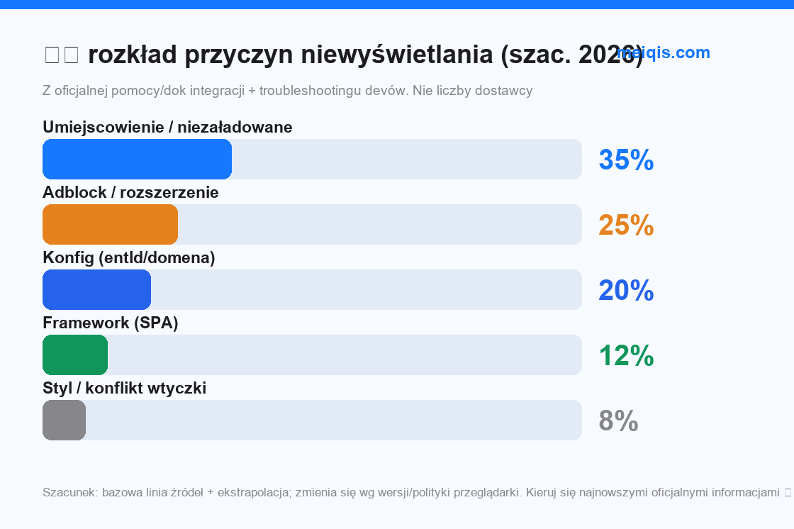 Rys 5: rozkład przyczyn niewyświetlania (szac. 2026, nie liczby dostawcy)